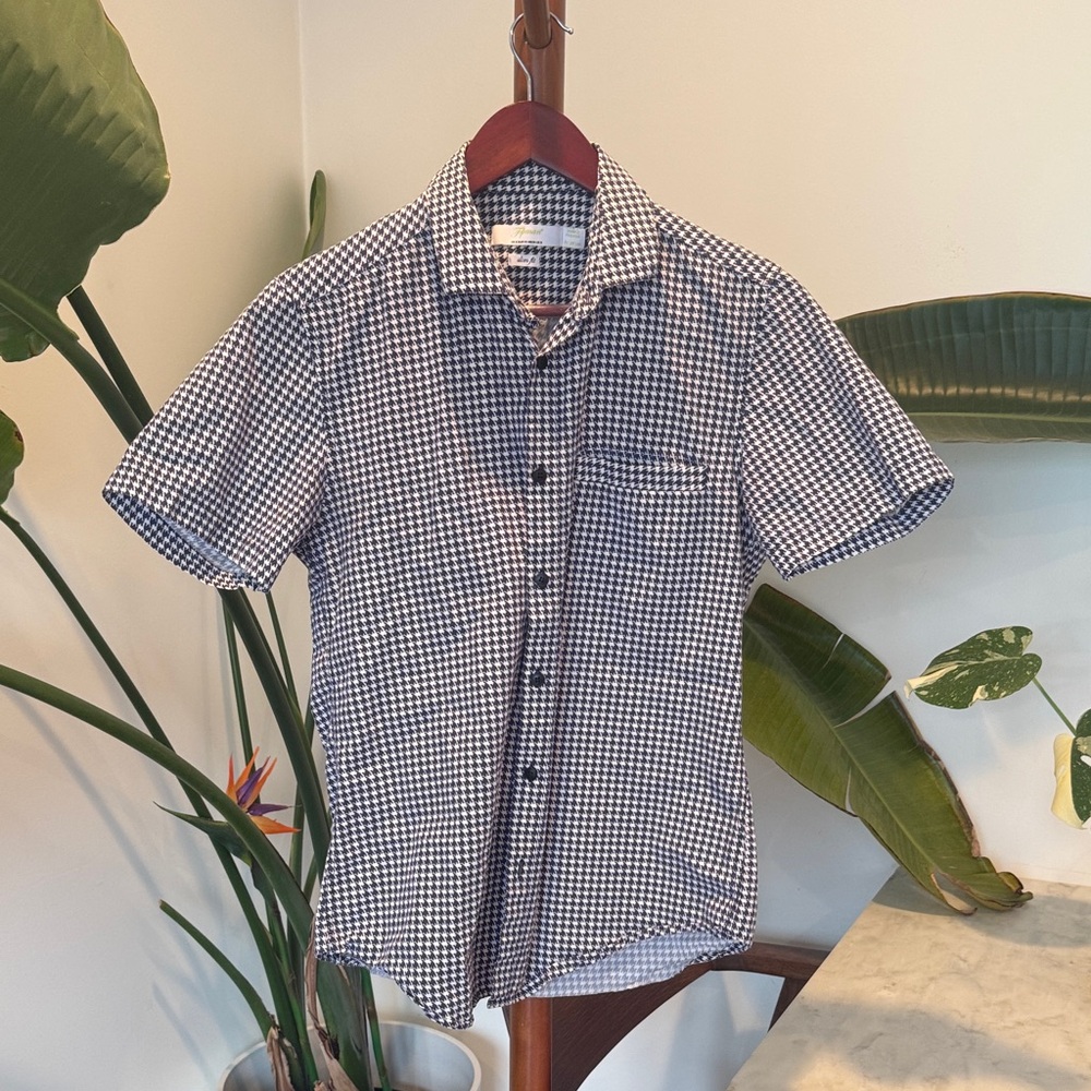 TOPMAN Houndstooth Short Sleeve Shirt
